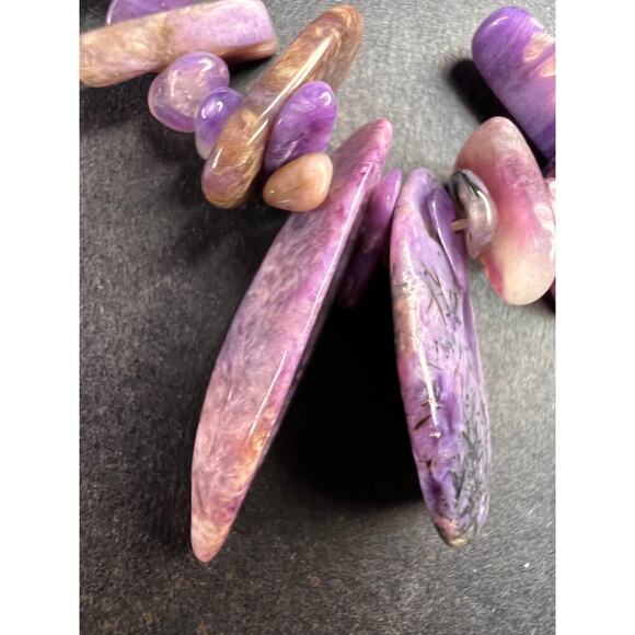 NEW charoite graduated chip beaded 20 inch necklace with stainless steel clasp - Picture 10 of 16